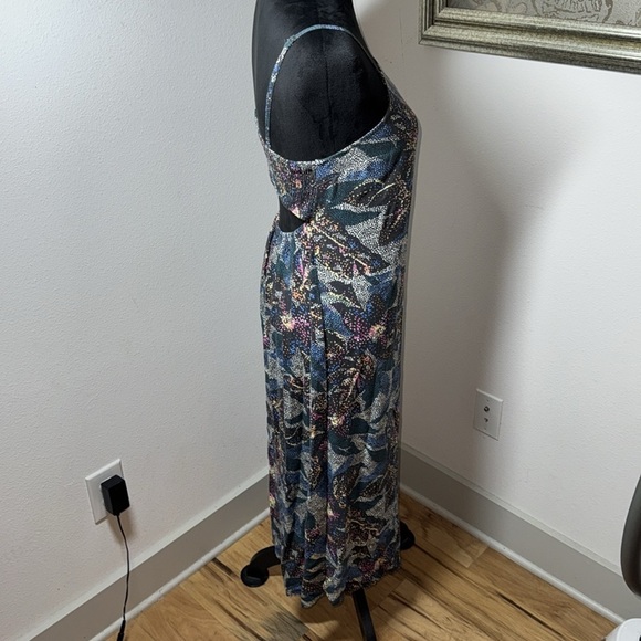 O’Neill Lexie blue geo floral print open back midi dress Sz S - Picture 7 of 8